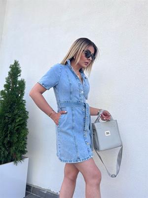 Dilvin Kısa Kollu Denim Elbise 