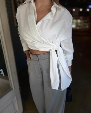 Off-white shirt with tie detail