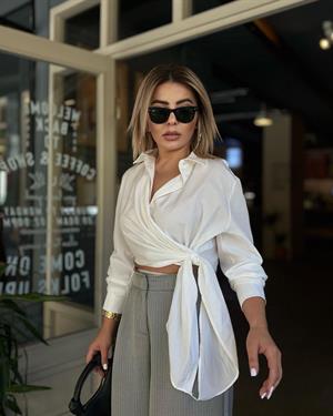Off-white shirt with tie detail