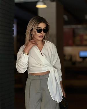 Off-white shirt with tie detail