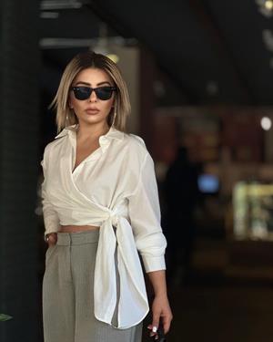 Off-white shirt with tie detail