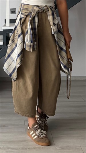 Ecru and Khaki Plaid Shirt