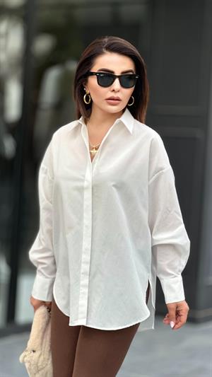 Ekru Oversize Gömlek 