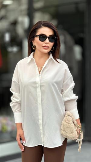 Ekru Oversize Gömlek 