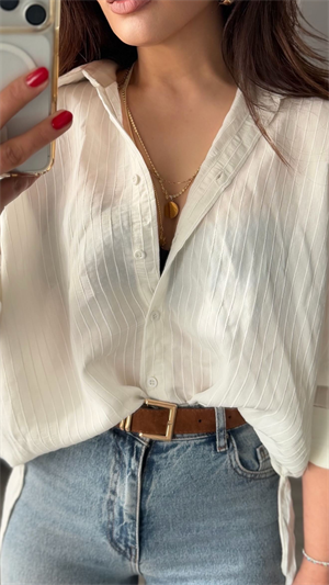 Ecru Premium Striped Modal Shirt
