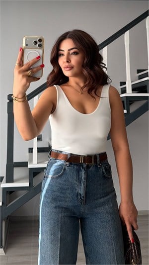 Ecru Open-Back Wide-Strap Blouse