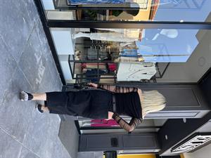 Füme Denim Midi Boy Yırtmaçlı Etek