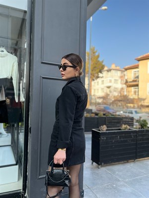 Füme Denim Mini Elbise