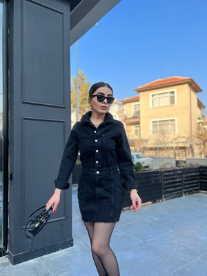 Füme Denim Mini Elbise