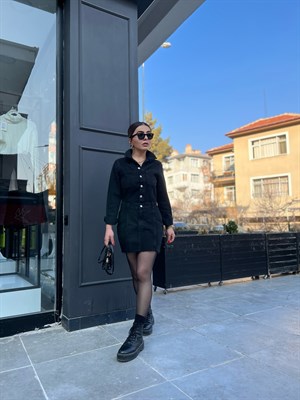 Füme Denim Mini Elbise