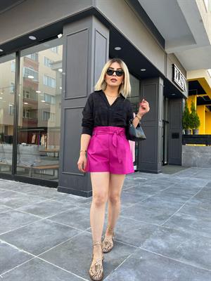 Fuşya Kemerli Şort