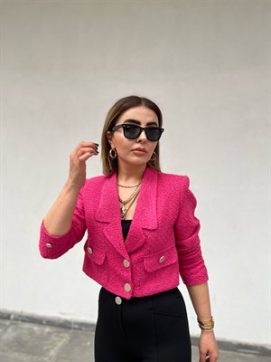 Fuşya Kısa Buklet Ceket