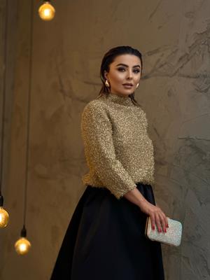 Gold Dik Yaka Simli Kazak