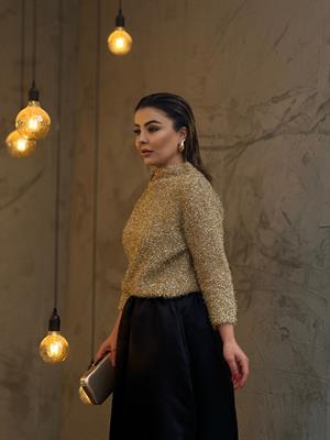 Gold Dik Yaka Simli Kazak