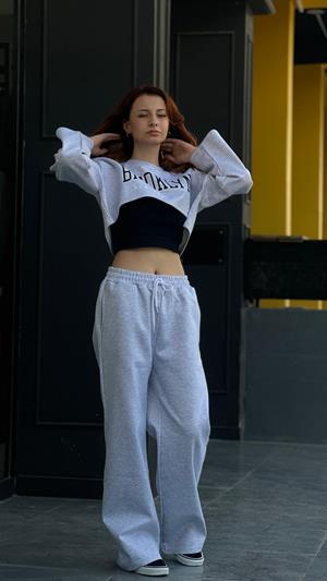 Gri BROOKLYN Baskılı Eşofman Takım