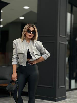Gri Kaşe Bomber Ceket