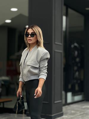 Gri Kaşe Bomber Ceket