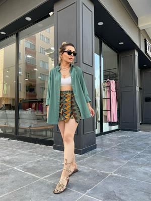 Khaki Linen Oversize Shirt