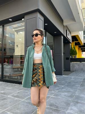 Khaki Linen Oversize Shirt