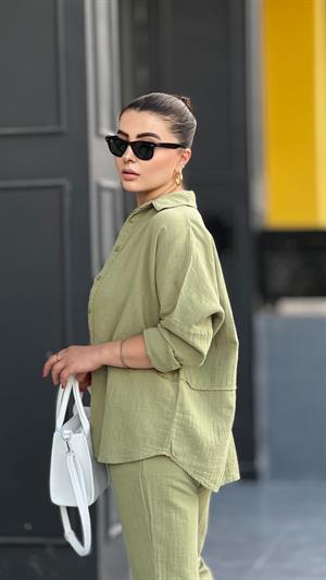 Khaki Muslin Fabric Set