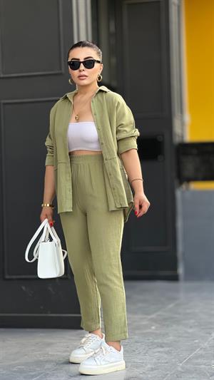 Khaki Muslin Fabric Set