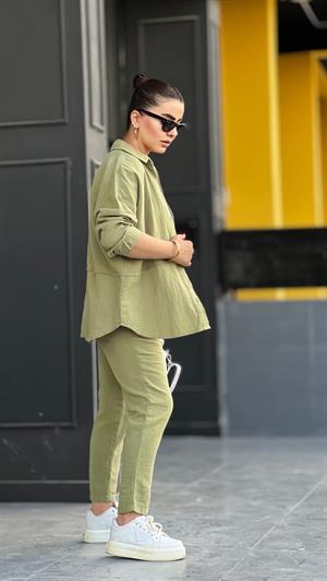 Khaki Muslin Fabric Set