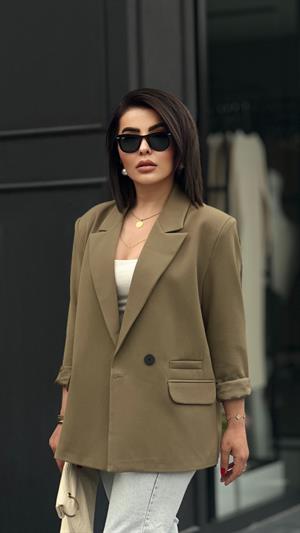 Haki Regular Tek Düğme Blazer Ceket