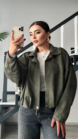Haki Süet Bomber Ceket