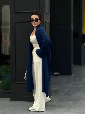 Indigo Shawl Collar Knitwear Cardigan