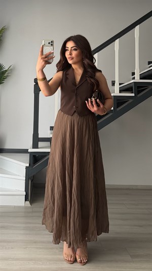 Kahve Astarlı Kıraşlı Yelek