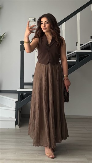 Kahve Astarlı Kıraşlı Yelek