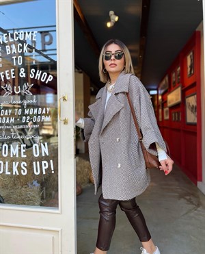 Coffee-colored Herringbone Coat
