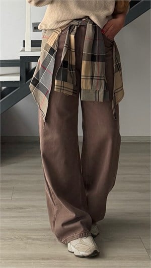 Kahve Gömlek Aksesuarlı Tencel Jean