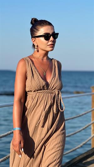 Coffee Helen Muslin Pareo Dress