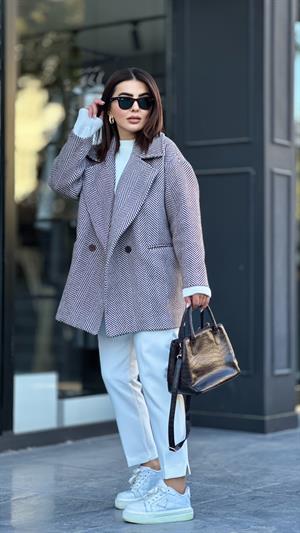 Kahve Kaşe Oversize Kaban 