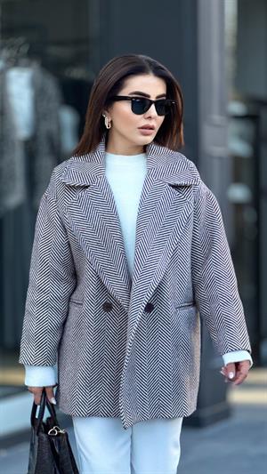 Kahve Kaşe Oversize Kaban 