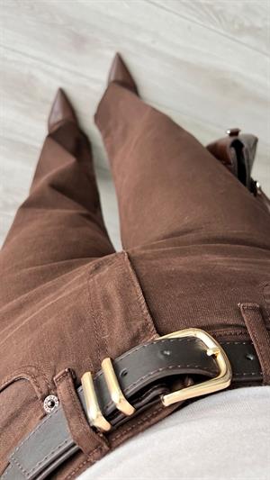Kahve Likralı Straight Jean