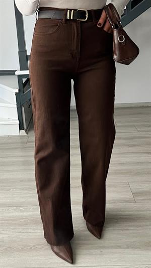 Kahve Likralı Straight Jean