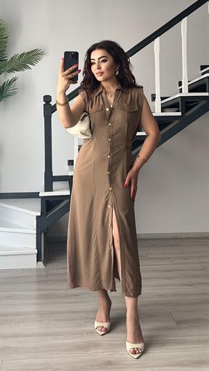 Kahve Marka Model Keten Elbise