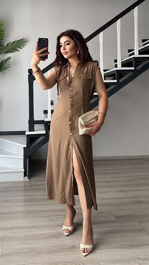 Kahve Marka Model Keten Elbise