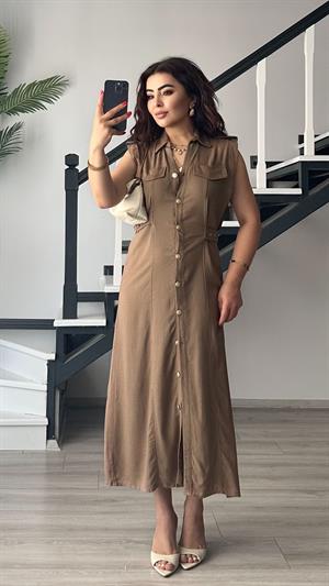 Kahve Marka Model Keten Elbise