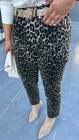 Kahve Orjinal Marka Leopar Desen Boy Fit Jean