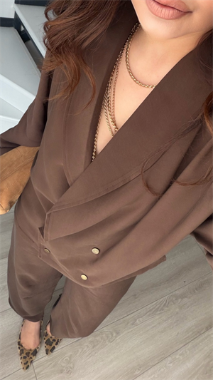 Kahve Premium Double Tencl Kumaş Takım