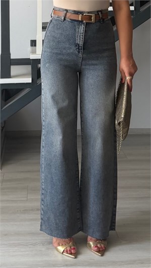 Brown Tinted Belted Stretch Straight Jeans