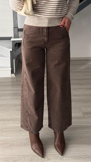 Kahve Tintli Wide Leg Jean