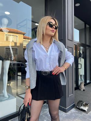 Cashmere Belted Short Skirt