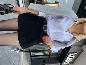 Cashmere Belted Short Skirt