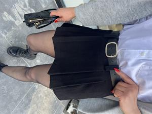 Cashmere Belted Short Skirt