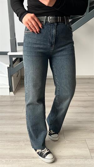 Kemerli Paça Kesik Premium Jean