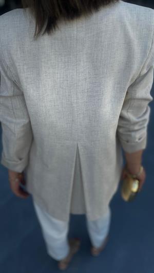 Keten Gold Düğme Blazer Ceket 